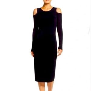 Eliza J Cold Shoulder Knit Bodycon Dress in Black | Size Small